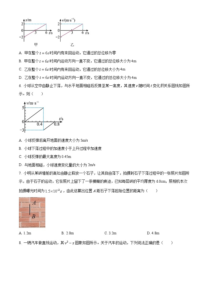 四川省成都市成华区某校2024-2025学年高一上学期10月测试物理试题 Word版无答案第2页