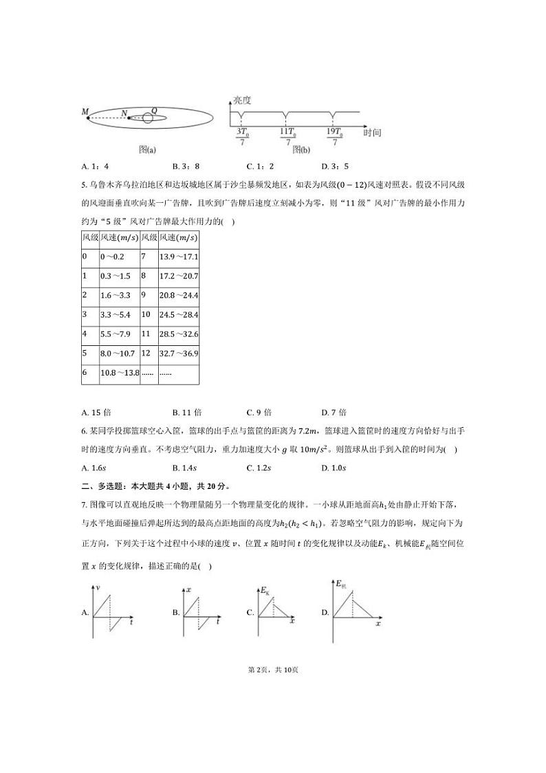 [物理]2024～2025学年湖南省长沙市雨花区雅礼中学高三(上)月考试卷(10月份)(二)(有答案)02