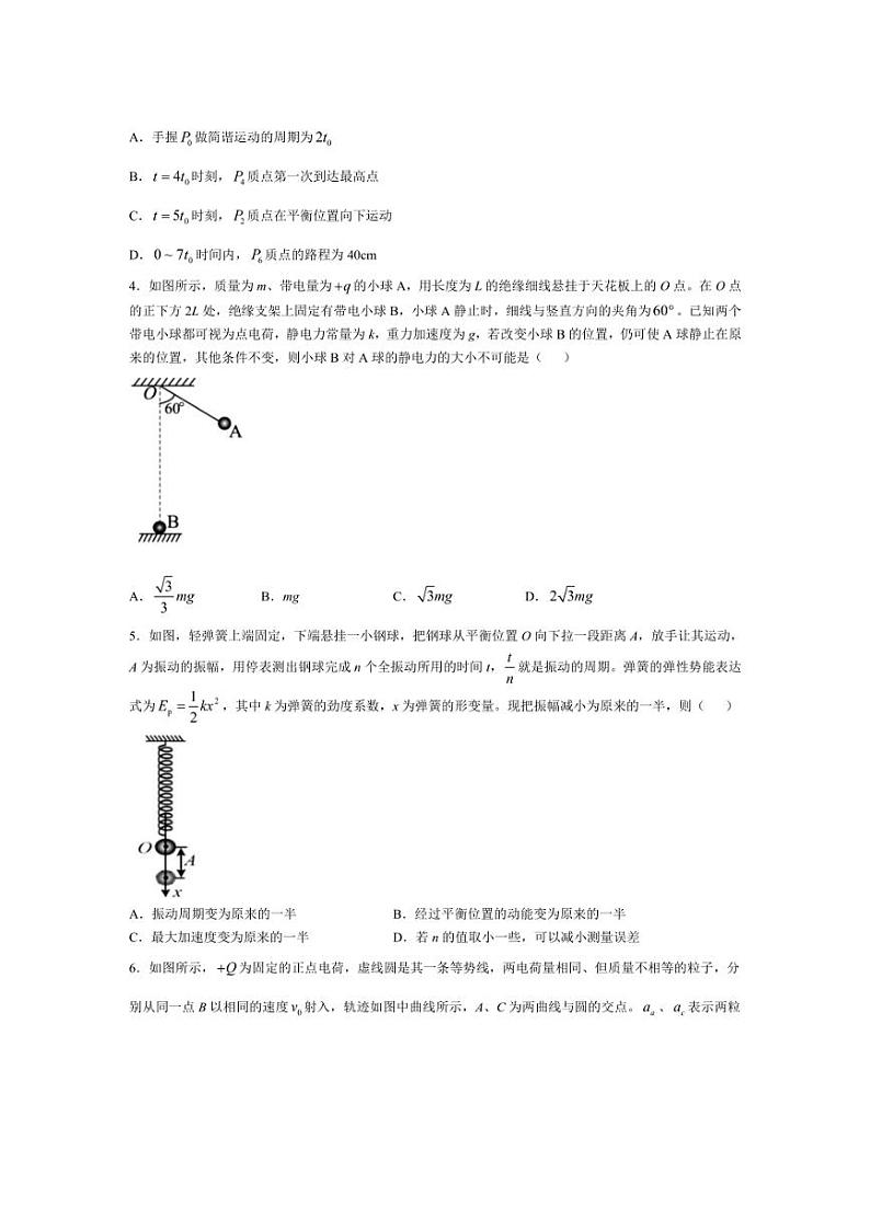 [物理]2025届河北省部分学校高三上学期第二次质检月考试卷(有解析)第2页