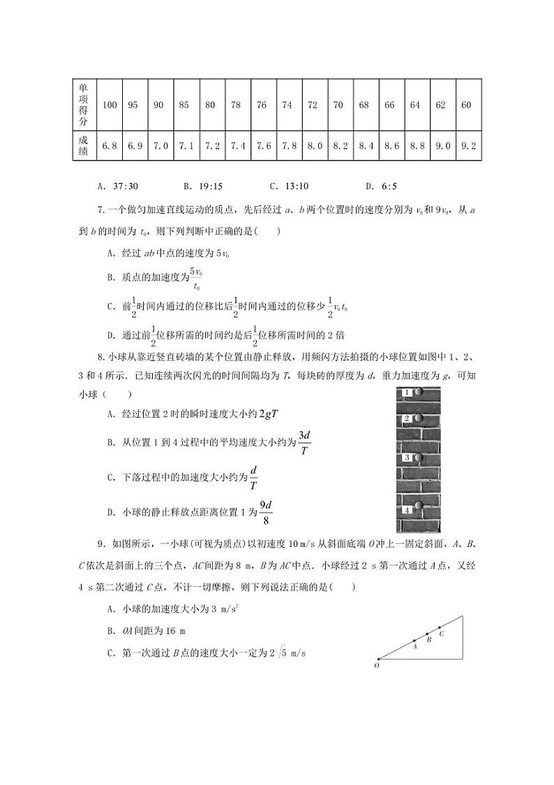 [物理]内蒙古赤峰二中2024～2025学年高一上学期第一次月考试题(有答案)03