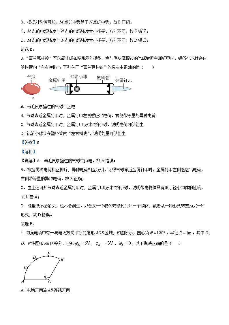 河南省驻马店市新蔡县第一高级中学2024-2025学年高二上学期9月月考物理试题  Word版含解析第2页