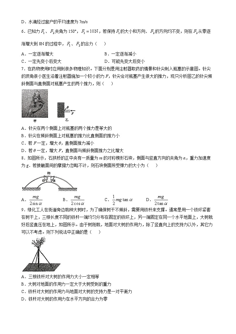 江苏省泰州市兴化市2024-2025学年高一上学期10月月考物理试题(无答案)第2页