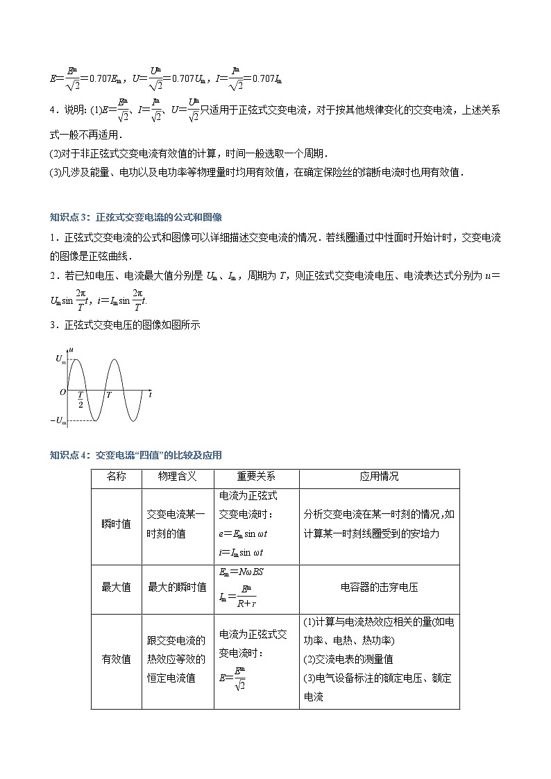 3.2 交变电流的描述（举一反三）（教师版） 2024-2025学年高二物理举一反三系列 练习（人教版2019选择性必修第二册）第2页
