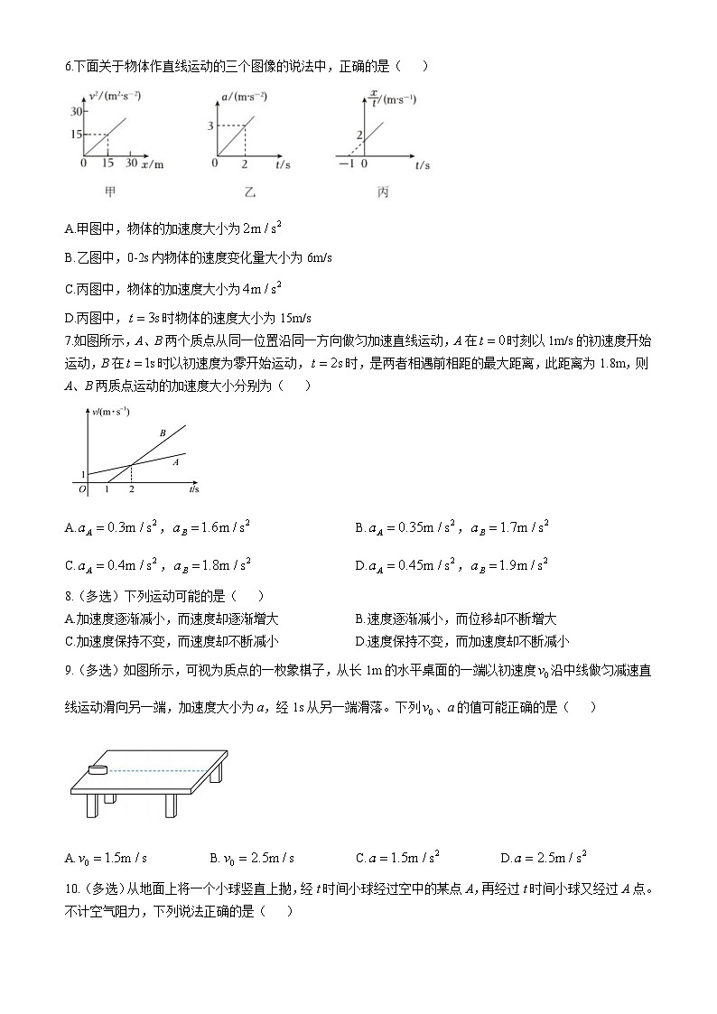 辽宁省大连市滨城高中联盟2024-2025学年高一上学期10月月考物理试卷第2页