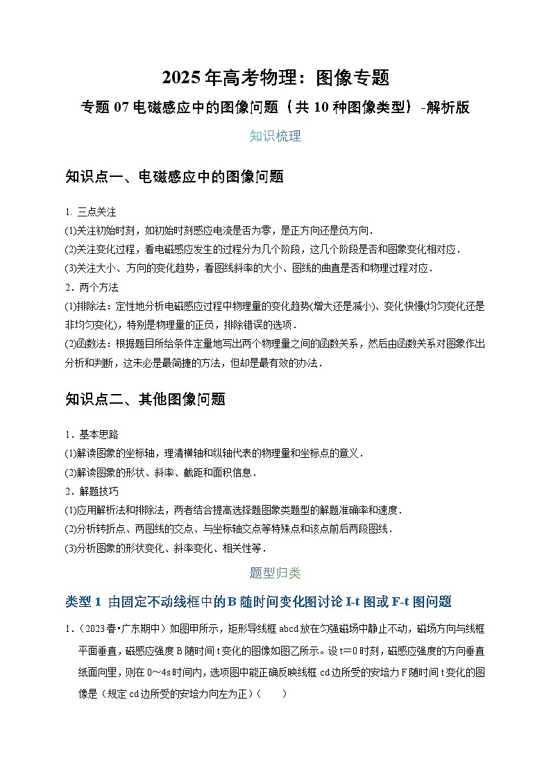 2025年高考物理：图像专题 专题07电磁感应中的图像问题（共10种图像类型）-学案解析版第1页