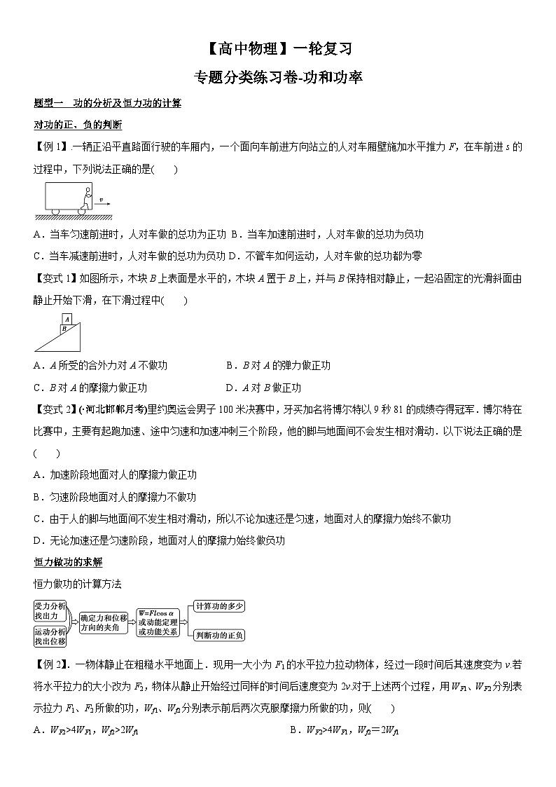 【高中物理】一轮复习：专题分类练习卷- 功和功率第1页
