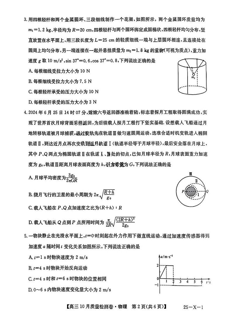物理丨九省联考2025届高三10月质量检测卷（金科25-X-100C）物理试卷及答案第2页