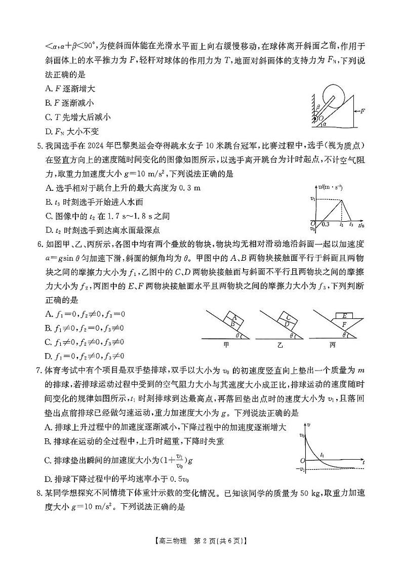 （物理试卷）河南省创新发展联盟2024-2025学年高三上学期9月联考 物理试卷第2页