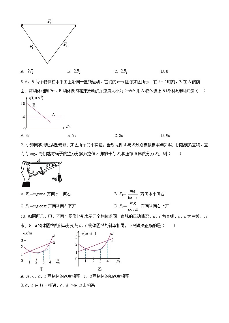 浙江省嘉兴市第一中学2024-2025学年高一上学期10月阶段性测试物理试卷 Word版无答案第3页