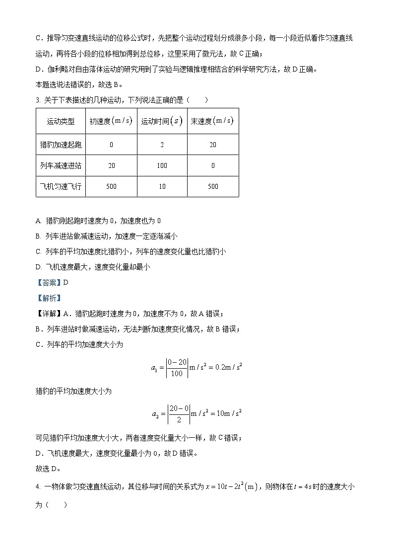 四川省成都市树德中学2024-2025学年高一上学期10月月考物理试题 Word版含解析第2页