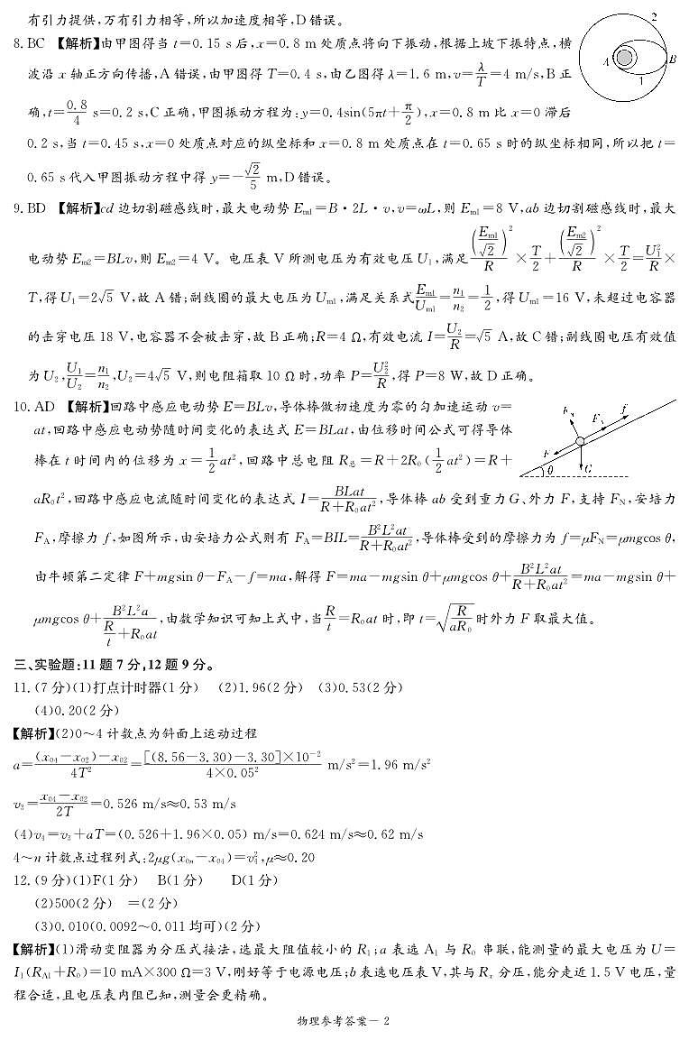物理答案（湘东十校10月联考）第2页