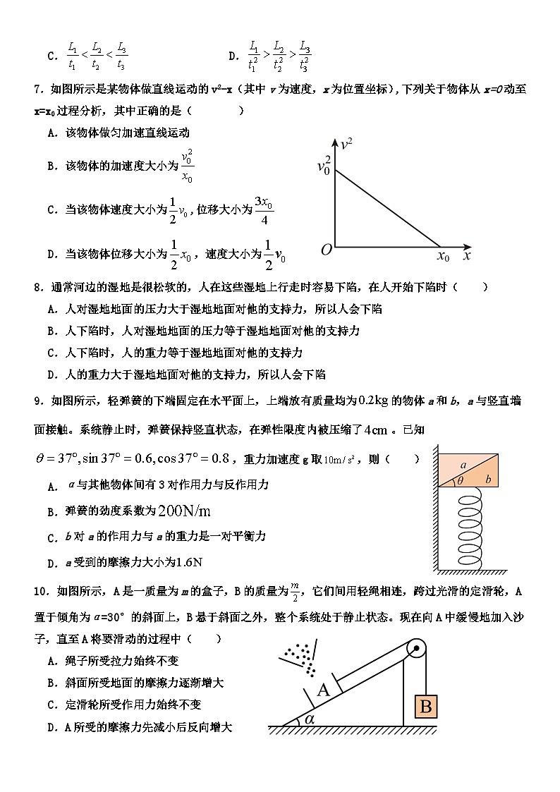 河南省平顶山市叶县高级中学2024-2025学年高一上学期期中物理预考试卷第2页