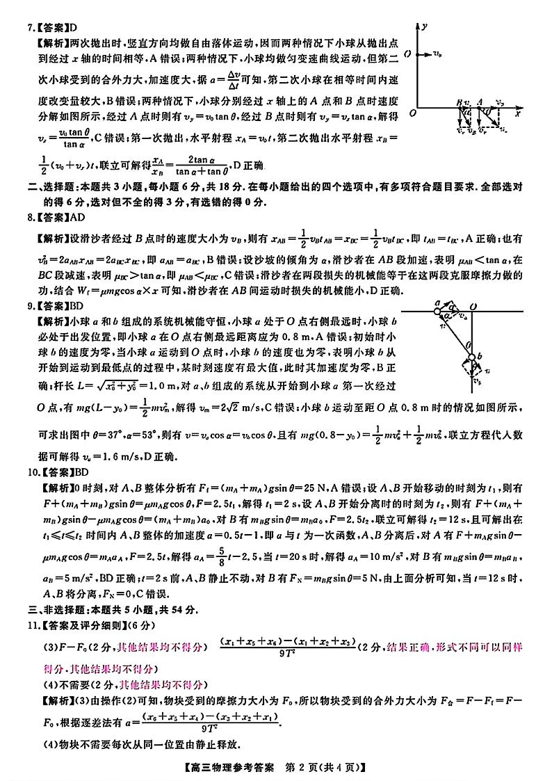2025届高三金科新未来10月联考 物理答案第2页