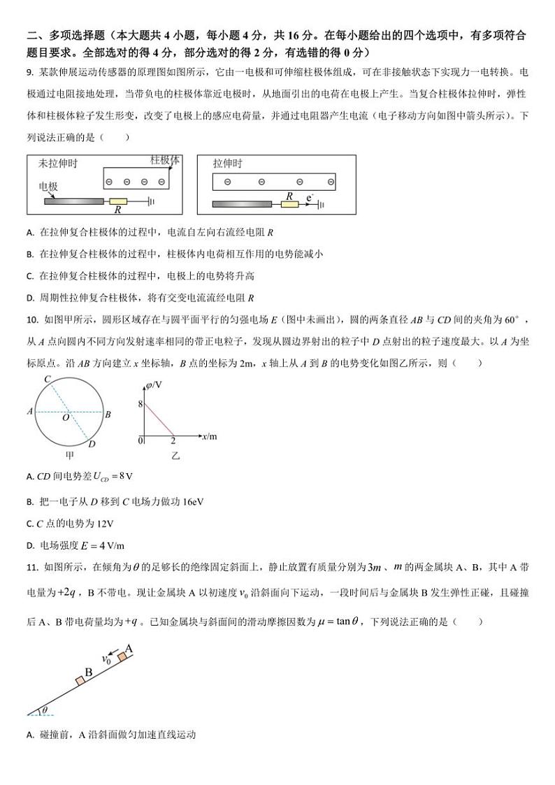 吉林省通化市梅河口市第五中学2024～2025学年高二上学期10月期中物理试题（含答案）第3页