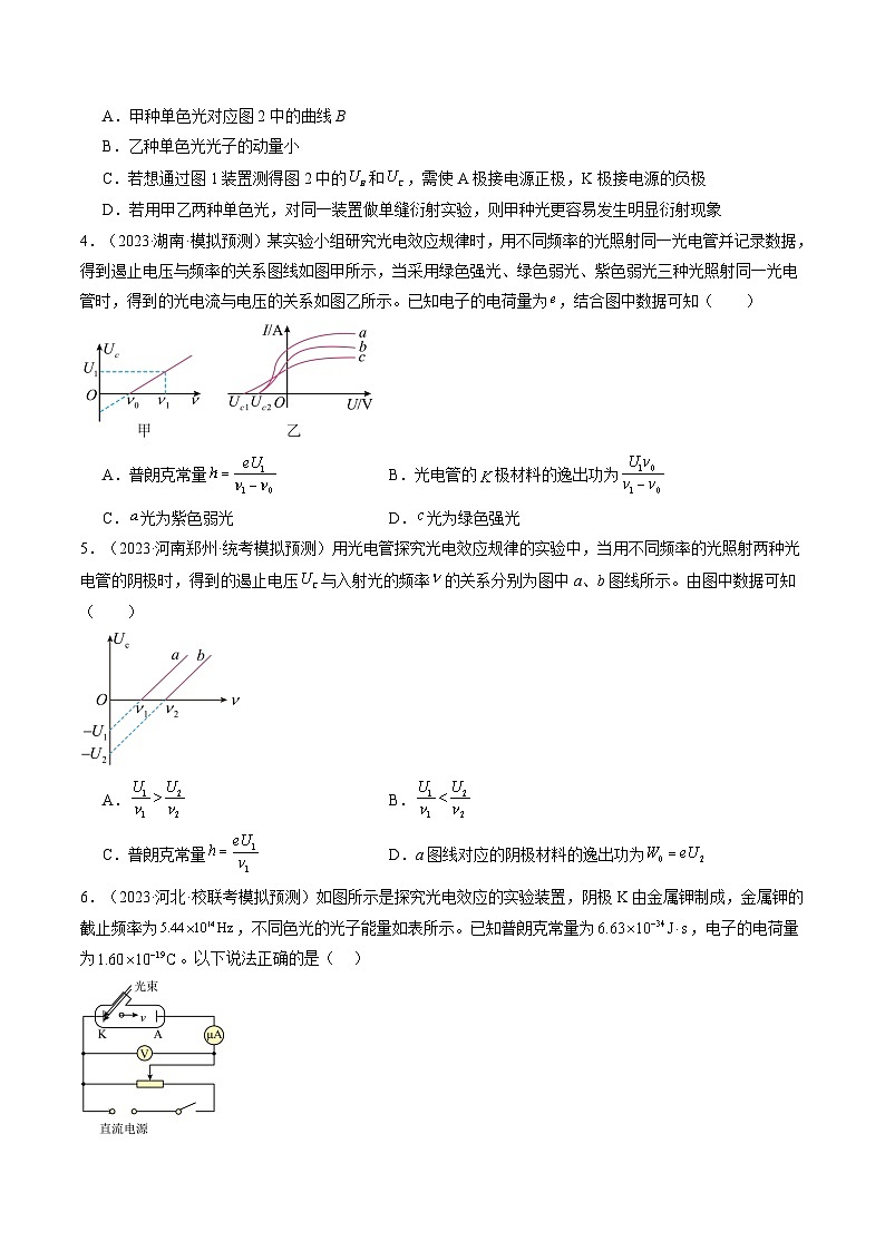 2024高考物理一轮复习第72讲光电效应波粒二象性(练习)(学生版+解析)第2页