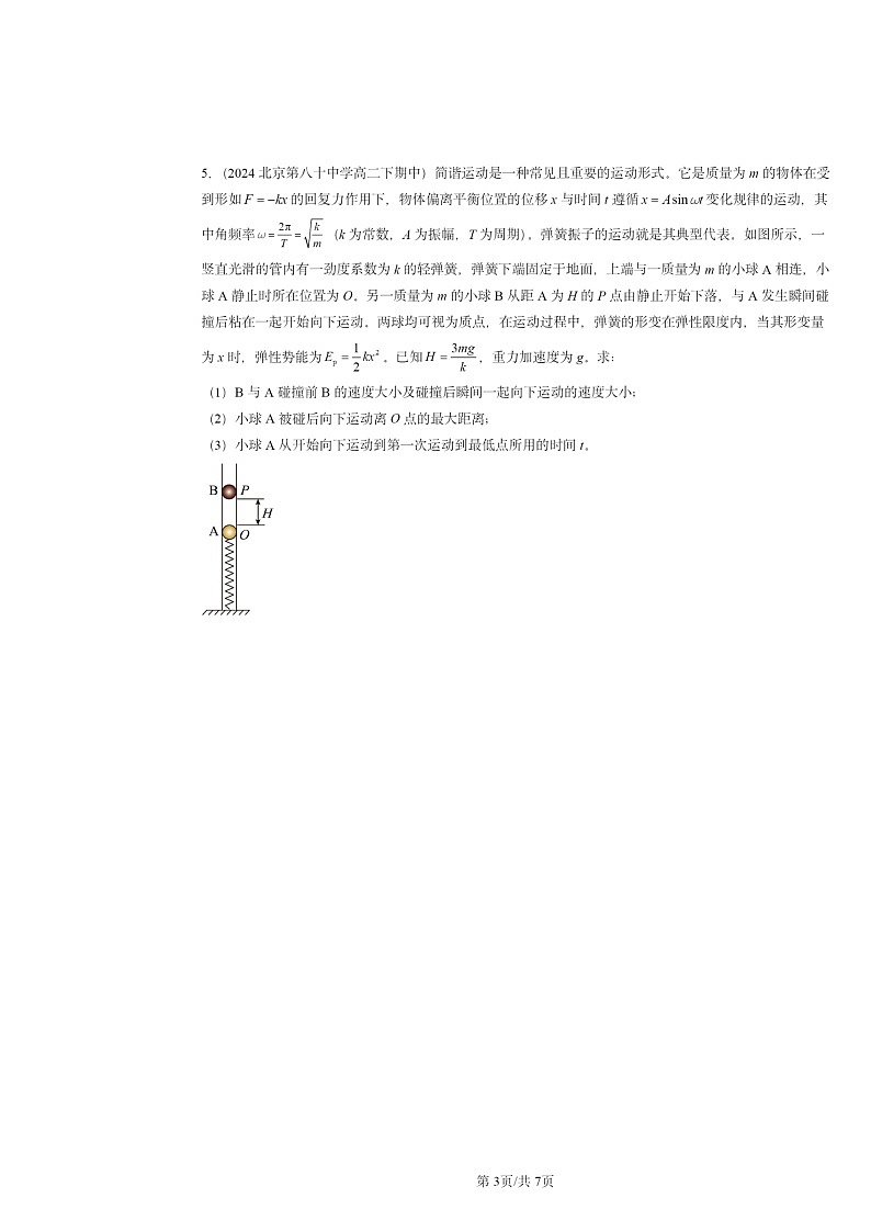 2024北京重点校高二下学期期中物理分类汇编：动量守恒定律章节综合第3页