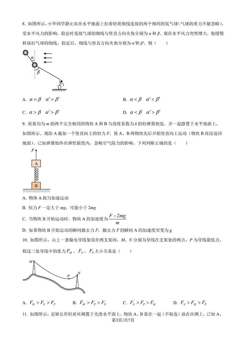 江苏常州高级中学2024-2025学年高三上学期期初质量检查物理试卷（原卷版+解析版）第3页