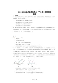 2022～2024北京重点校高二下学期期中物理真题分类汇编：单摆