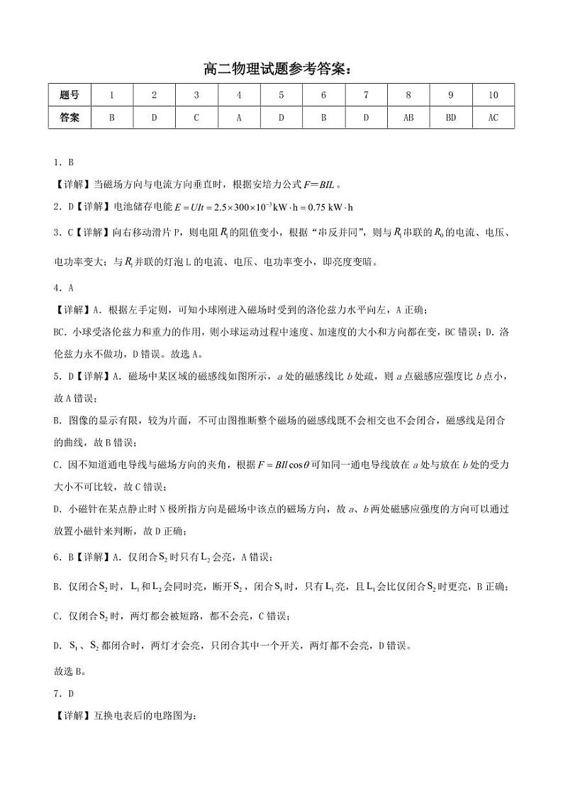河北省衡水市武强中学2024-2025学年高二上学期期中考试物理试题01