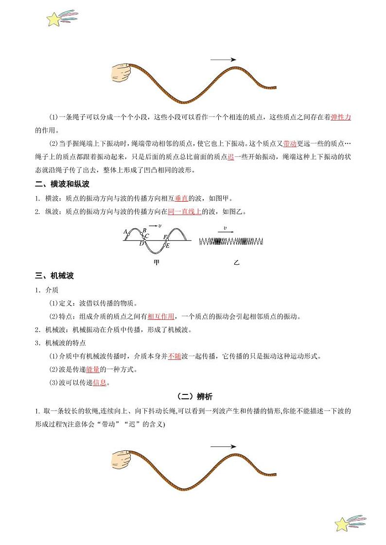 3.1 波的形成（教师版） 2024-2025学年高二物理同步学与练（ 人教版2019选择性必修第一册）第2页