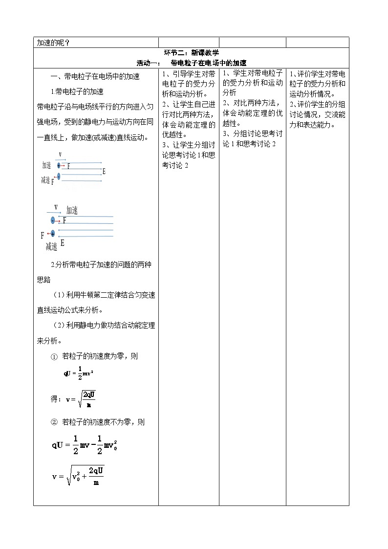 10.5带电粒子在电场中的运动 ---教学评大单元分课时教学设计第2页