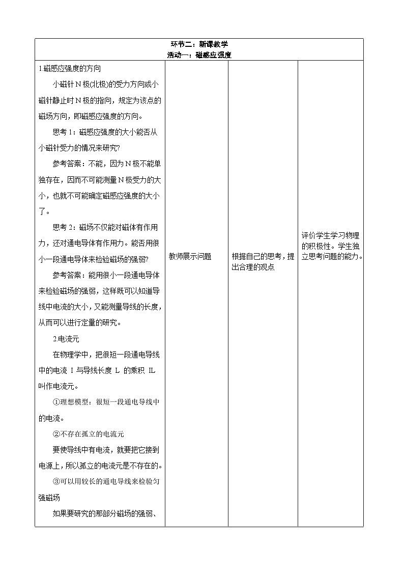 13.2磁感应强度 磁通量  ---教学评大单元分课时教学设计第2页