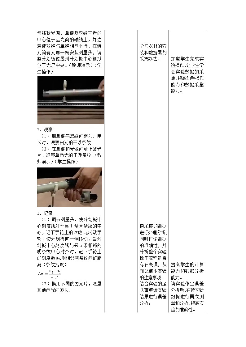第四章 第四节 实验 用双缝干涉测量光的波长------教学评大单元分课时教学设计03