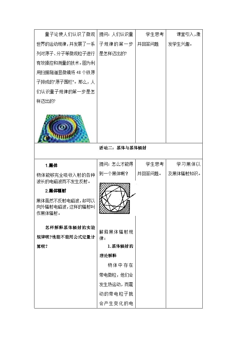 4.1普朗克黑体辐射理论------大单元分课时教学设计第2页
