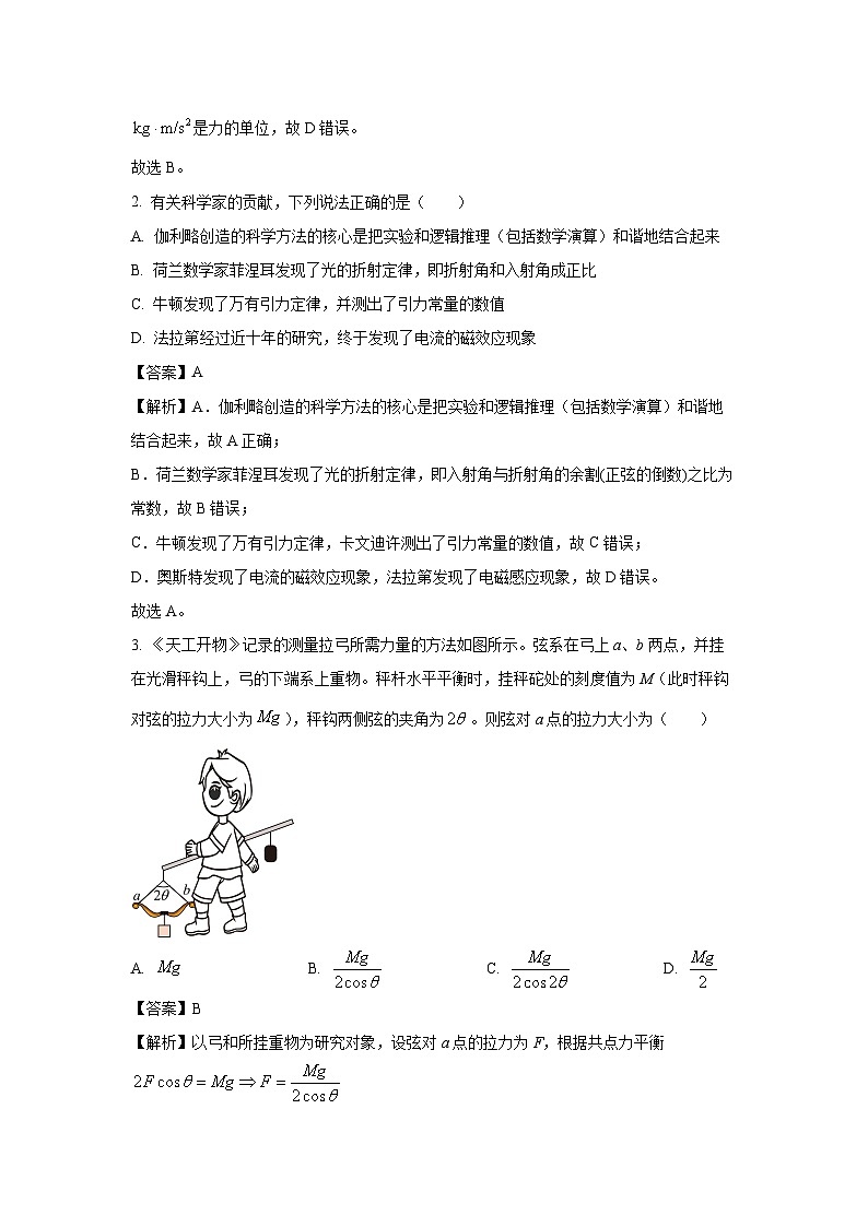 浙江省舟山市2022-2023学年高二下学期期末质量监测物理试卷(解析版)第2页