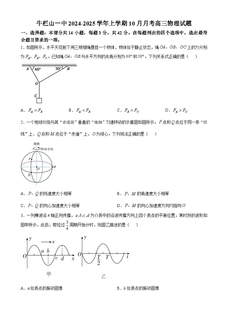 北京市顺义牛栏山第一中学2024-2025学年高三上学期10月月考物理试题第1页
