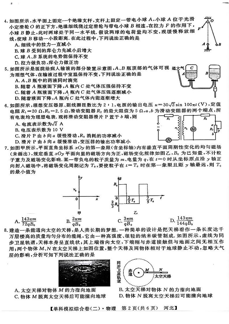 2025届河北省邯郸新高考单科模拟综合卷（二）-物理试题+答案第2页