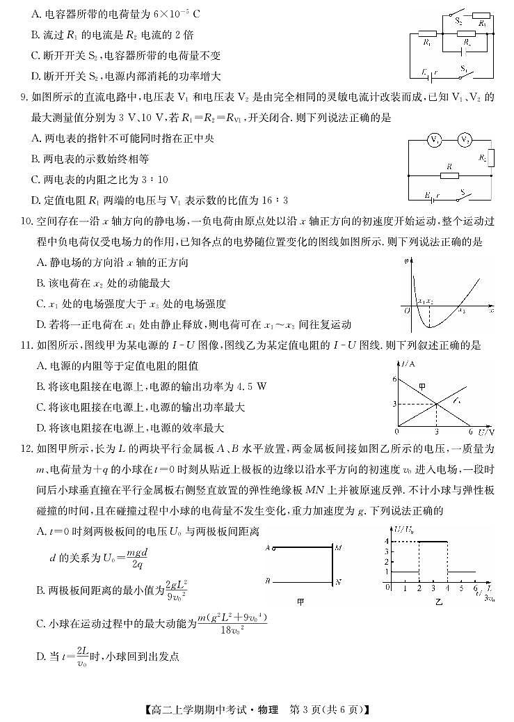 河南省商开大联考2022-2023学年高二上学期期中考试物理试卷03
