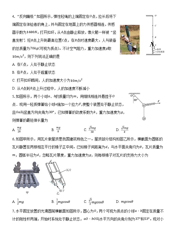 辽宁省沈阳市浑南区东北育才学校2023-2024学年高一上学期期中考试物理试卷02