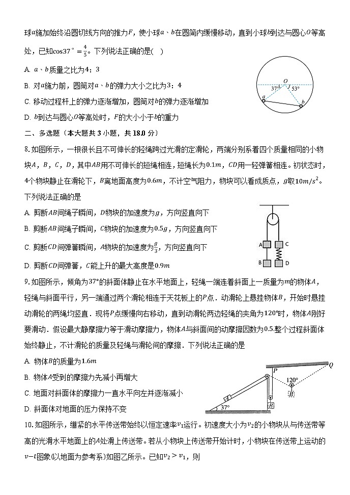 辽宁省沈阳市浑南区东北育才学校2023-2024学年高一上学期期中考试物理试卷03