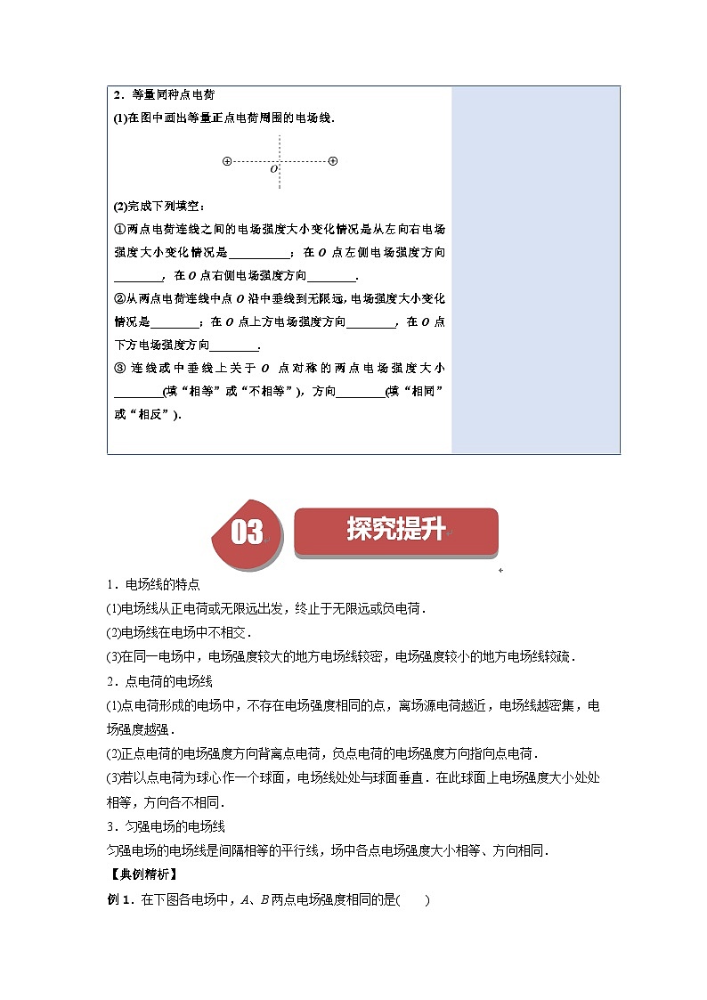 人教版高中物理必修第三册同步讲义9.3电场　电场强度 第2课时（原卷版）第3页