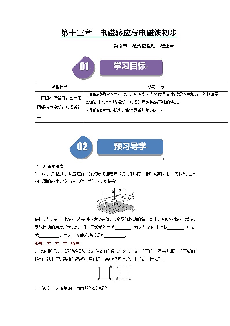 人教版高中物理必修第三册同步讲义13.2磁感应强度　磁通量（解析版）第1页