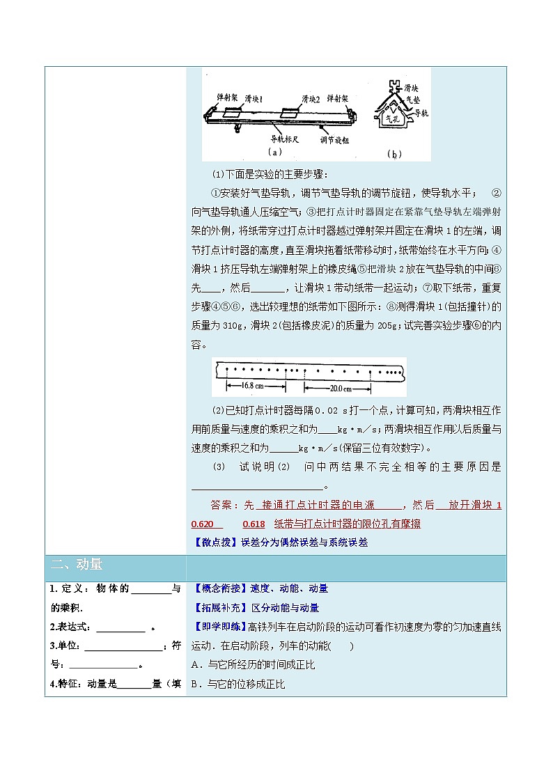 人教版高中物理选择性必修一同步讲义1.1 动量（2份，原卷版+解析版）02