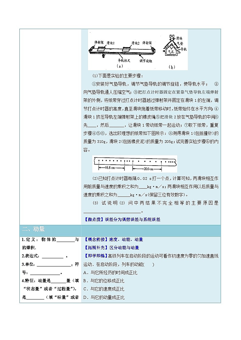 人教版高中物理选择性必修一同步讲义1.1 动量（2份，原卷版+解析版）02