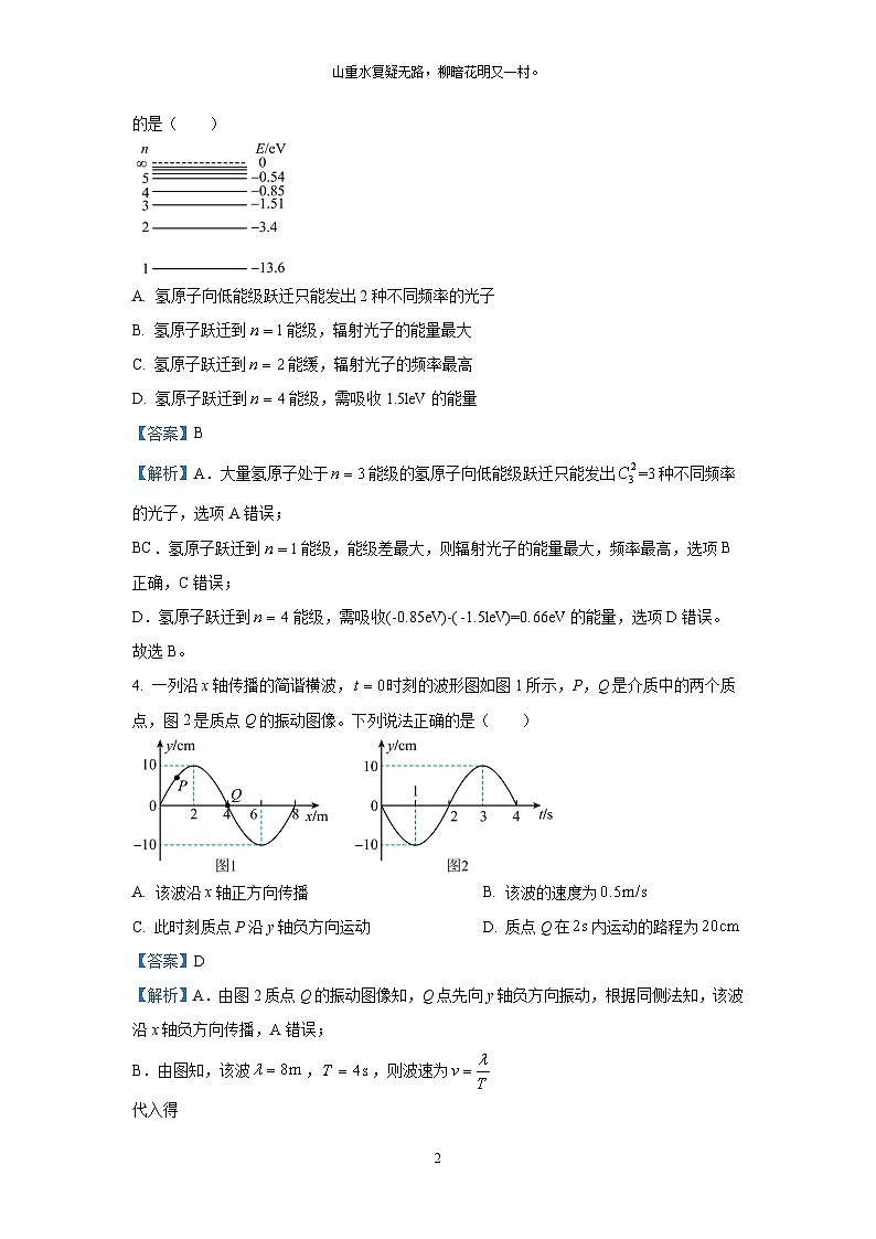 北京市西城区2024届高三下学期第二次模拟测试物理试卷(解析版)第2页