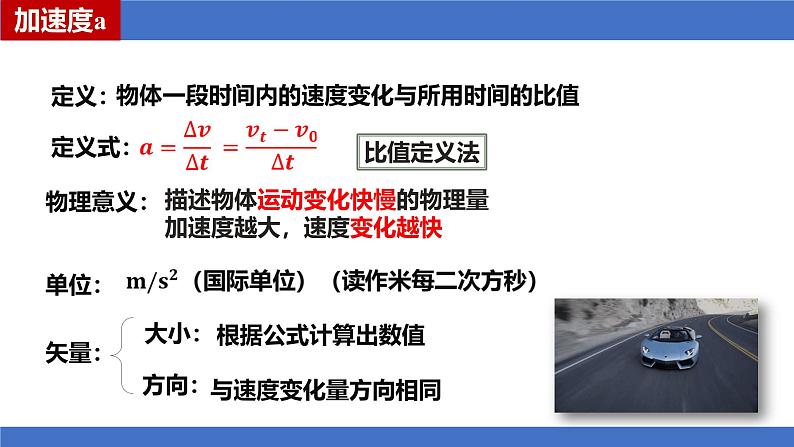 1.4 速度变化快慢的描述—加速度 课件 高一上学期物理人教版（2019）必修第一册第7页