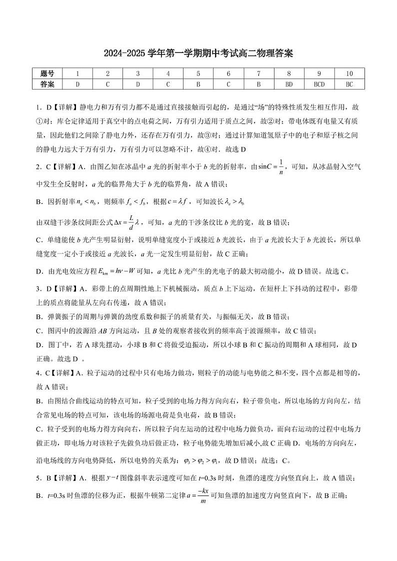广东省深圳市盐田高级中学2024-2025学年高二上学期11月期中考试物理试题01