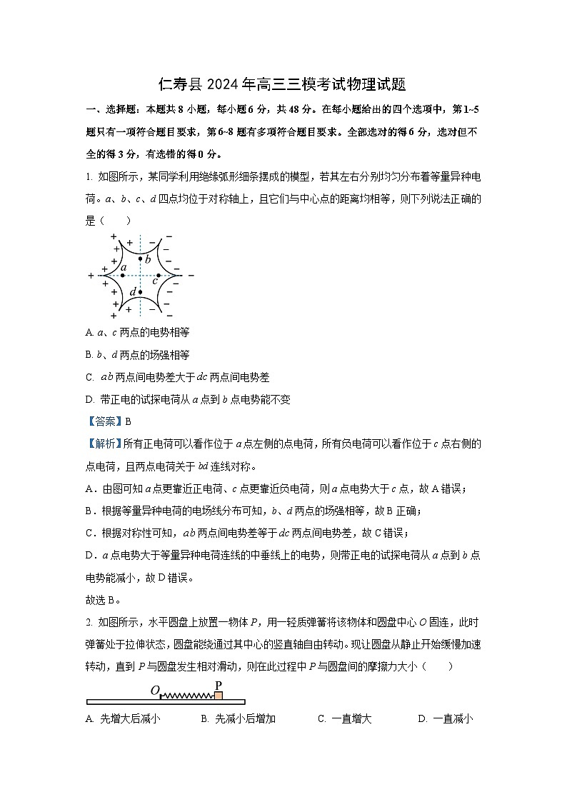 四川省仁寿县2024届高三下学期三模考试物理试卷(解析版)第1页