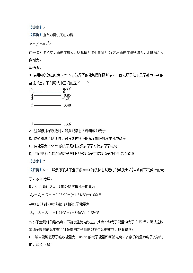四川省仁寿县2024届高三下学期三模考试物理试卷(解析版)第2页