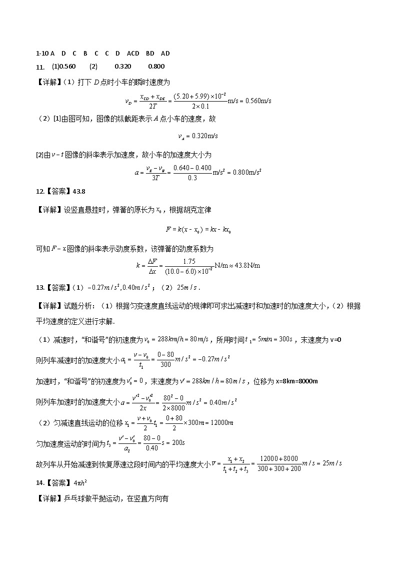 河北省衡水市河北武强中学2024-2025学年高三上学期期中考试物理试题答案第1页
