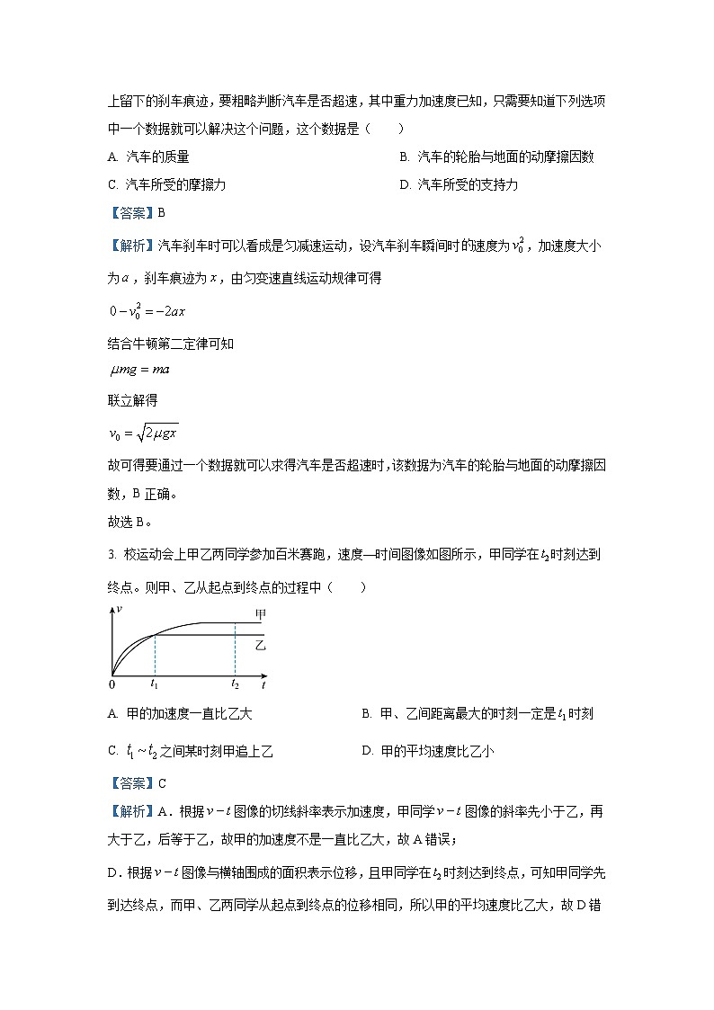 2025届吉林省普通中学高三上学期高考模拟一模考试物理试卷[解析版]第2页