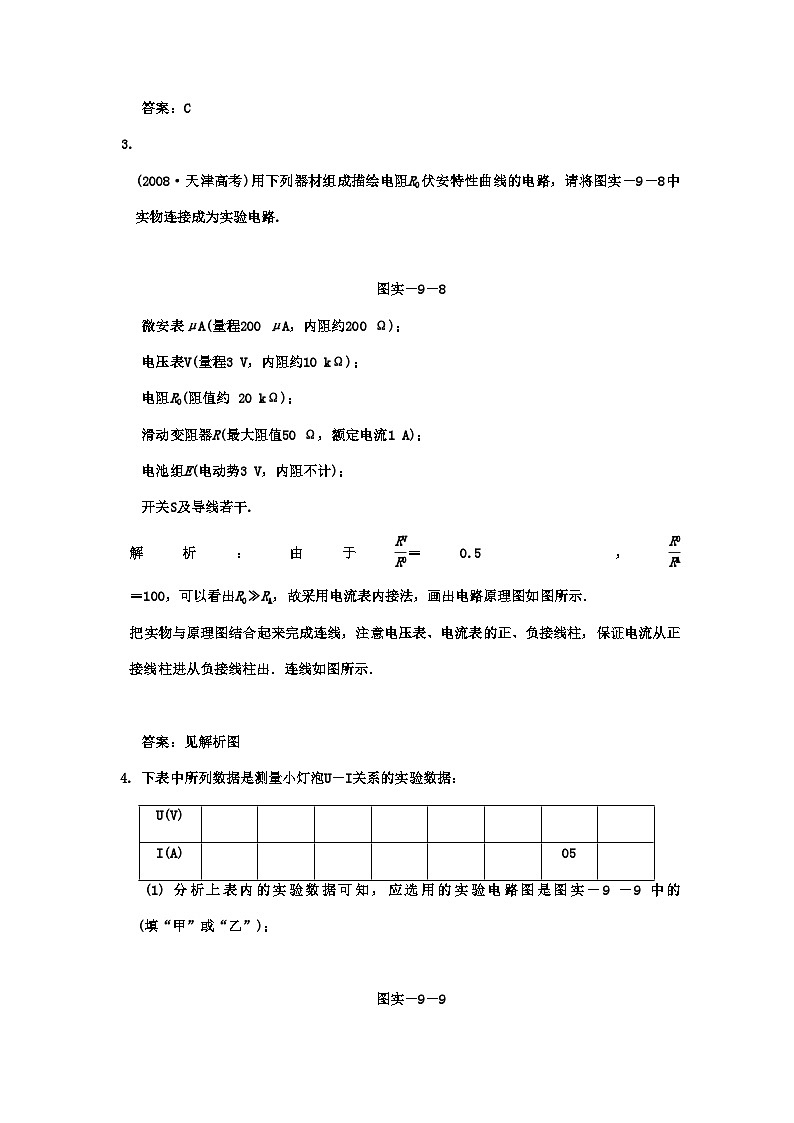 2022年广东高考物理一轮复习第七章实验九描绘小电珠的伏安物性曲线试题第2页