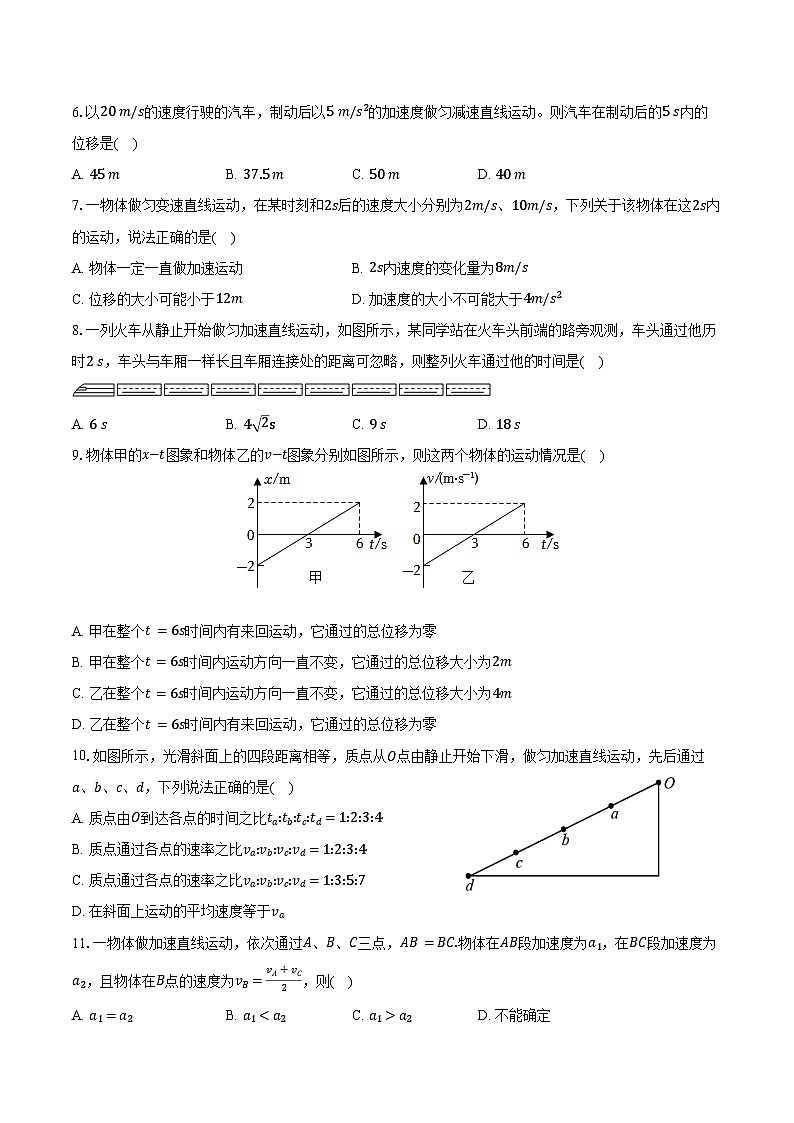 2024-2025学年江苏省苏州田家炳中学高一（上）月考物理试卷（10月）（含答案）第2页