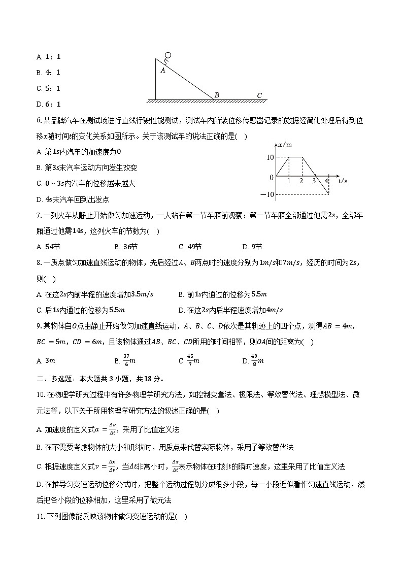 2024-2025学年河北省衡水中学高一（上）月考物理试卷（含答案）第2页