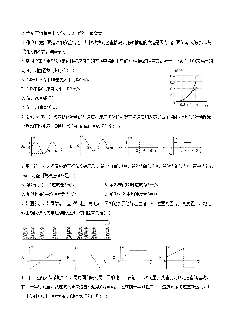 2024-2025学年上海市高一（上）期中物理模拟试卷（含答案）02