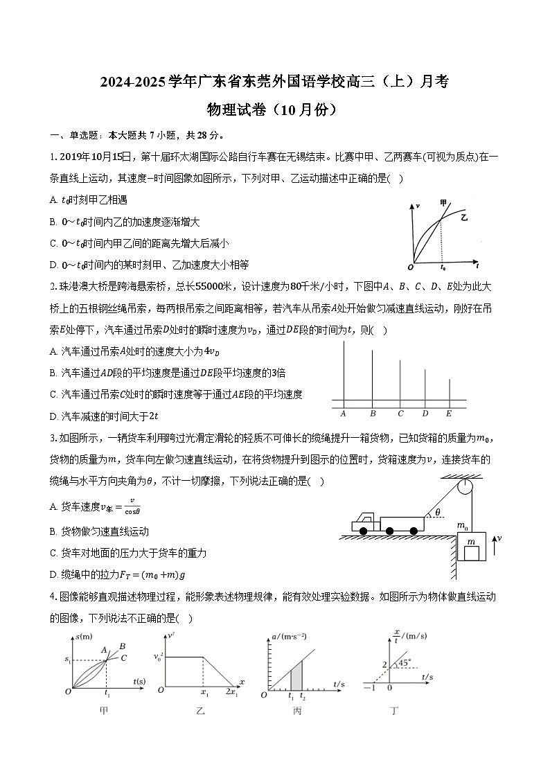 2024-2025学年广东省东莞外国语学校高三（上）月考物理试卷（10月份）（含答案）01